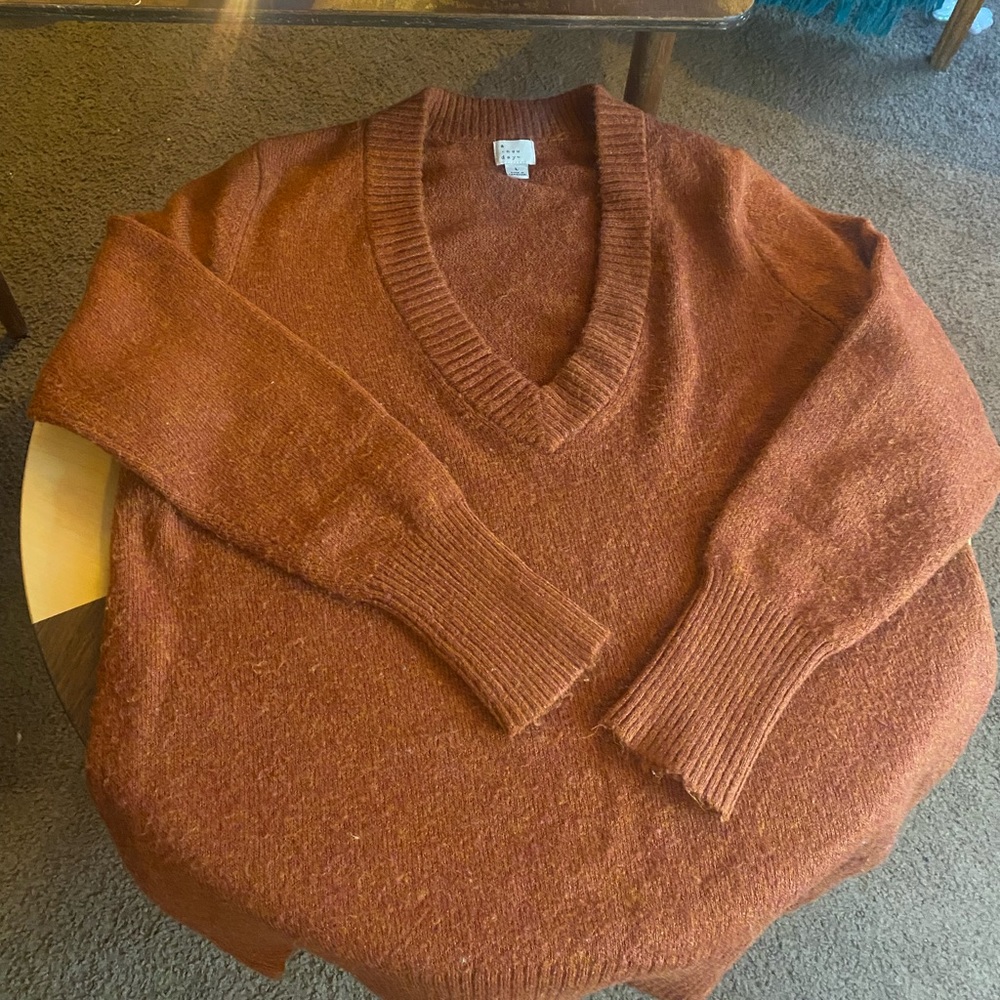 Burnt Orange V Neck Sweater